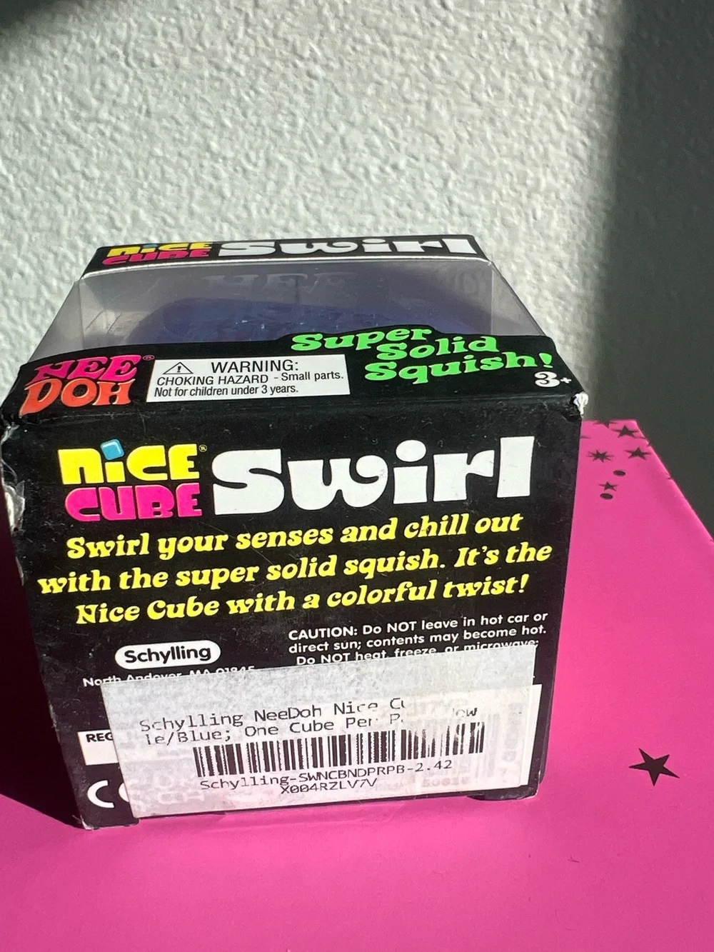 NeeDoh Nice Cube Swirl Super Solid Squish - Purple & Blue